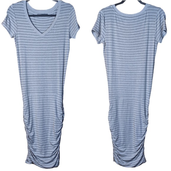 PrAna Foundation Dress gray stripe XS ruched t shirt dress - Picture 5 of 5
